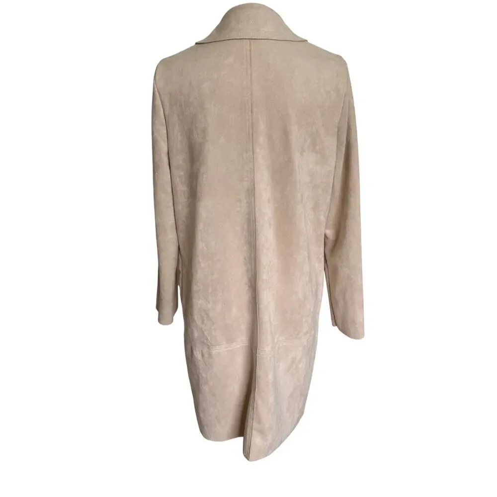 Philosophy Republic Duster Jacket Size Missing Faux Suede Leather Beige Long